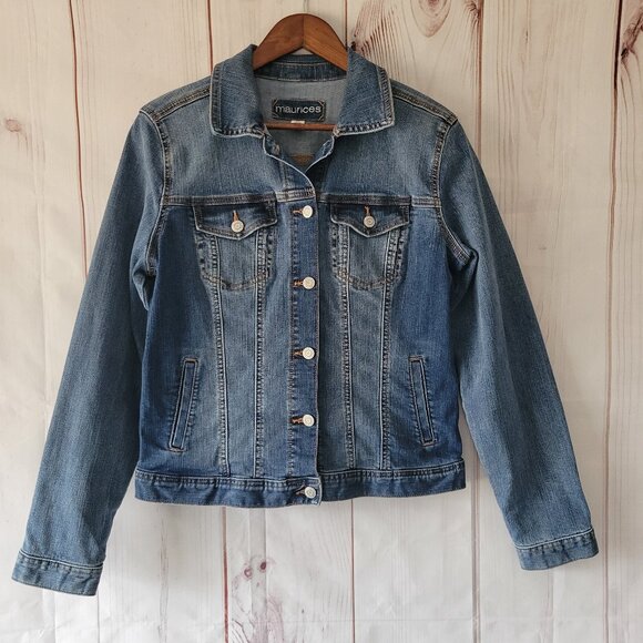 Maurices Denim Jean Jacket Women’s M, Classic Button Front Jacket w/ Button EUC - Picture 1 of 6